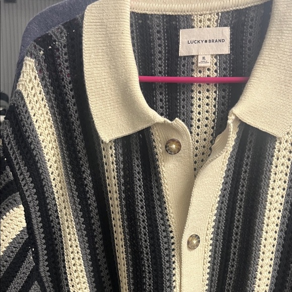 Lucky Brand Men's Striped Cardigan - Black Gray and Cream - Picture 4 of 9